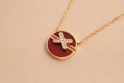 [LUXE]JEUX DE PINK GOLD DIAMOND NECKLACE