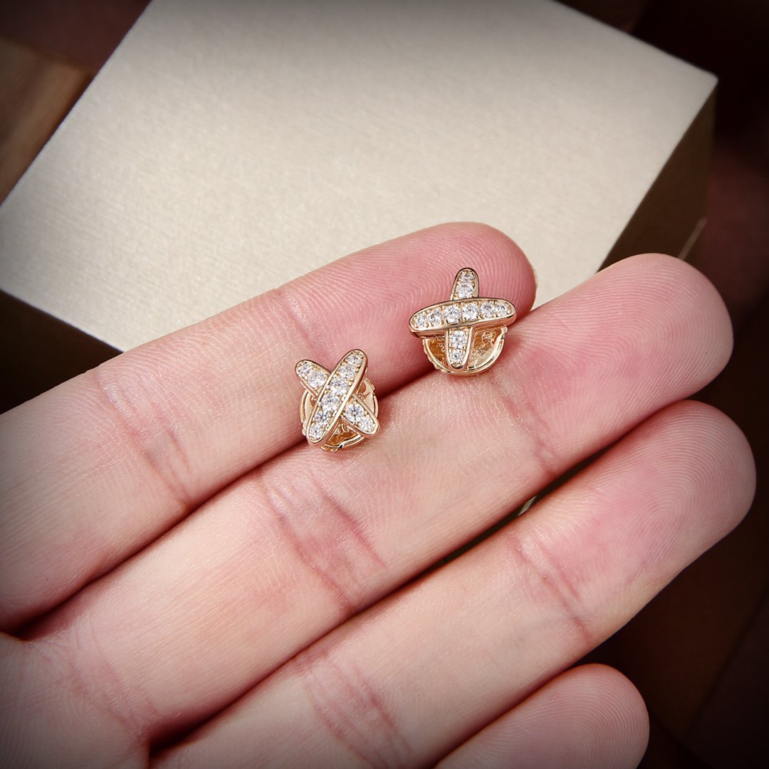 [LUXE]JEUX DE GOLD DIAMOND EARRINGS