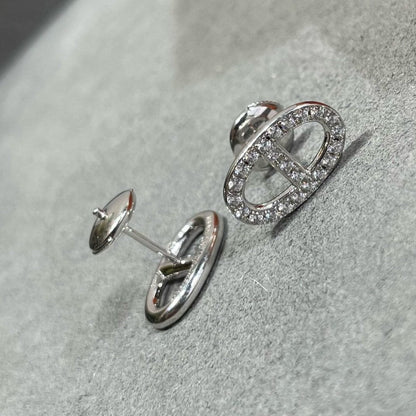 [LUXE]HM FULL DIAMOND PIG NOSE STUD EARRINGS