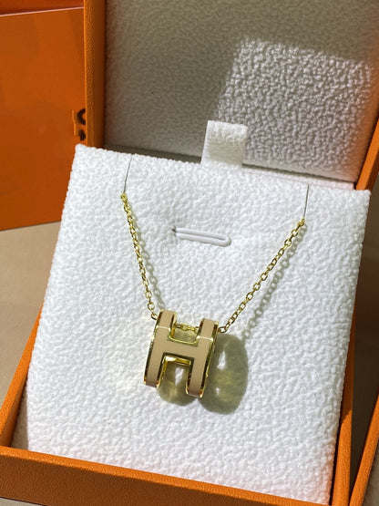 [LUXE]HM CLIC YELLOW ENAMEL GOLD NECKLACE