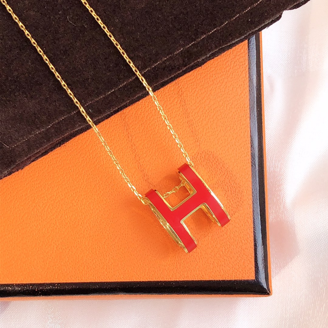 [LUXE]HM CLIC RED ENAMEL GOLD NECKLACE