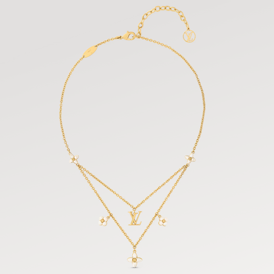 [LUXE]FLOWERGRAM GOLD MOP DOUBLE ROW NECKLACE