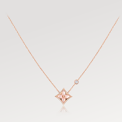 [LUXE]STAR PINK MOP 1 DIAMOND PINK GOLD NECKLACE