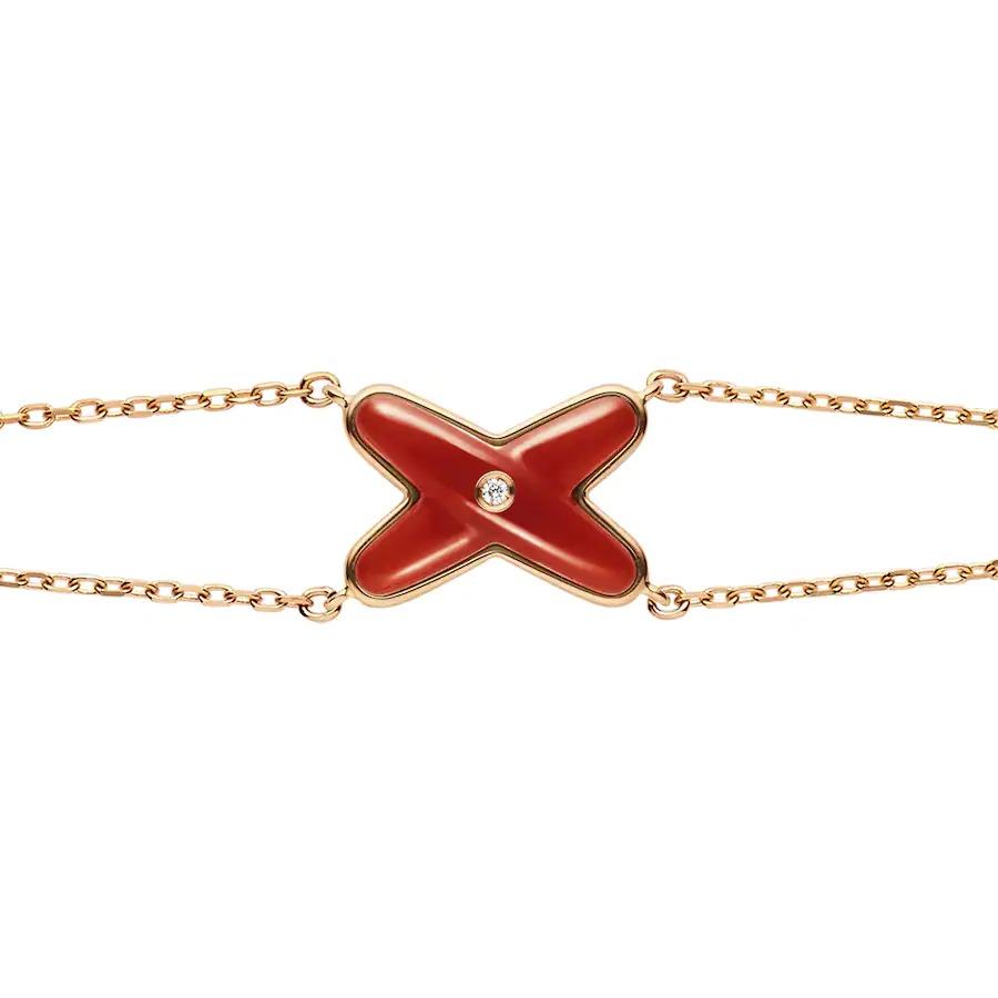 [LUXE]JEUX BRACELET CARNELIAN PINK GOLD 1 DIAMOND