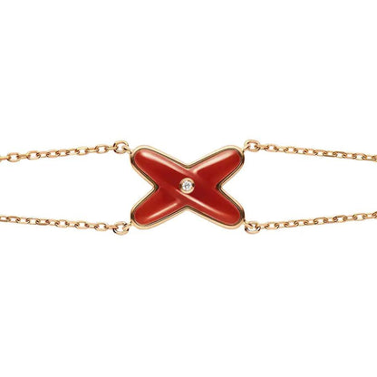 [LUXE]JEUX BRACELET CARNELIAN PINK GOLD 1 DIAMOND