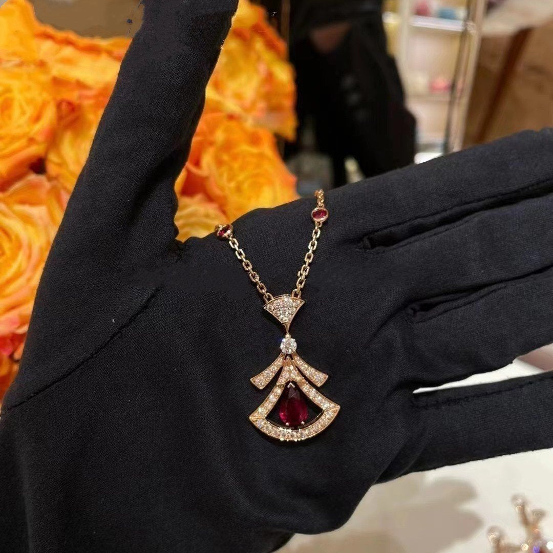 [LUXE]DREAM NECKLACE CARNELIAN DIAMOND PINK GOLD