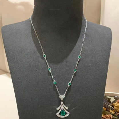 [LUXE]DREAM NECKLACE MALACHITE DIAMOND SILVER