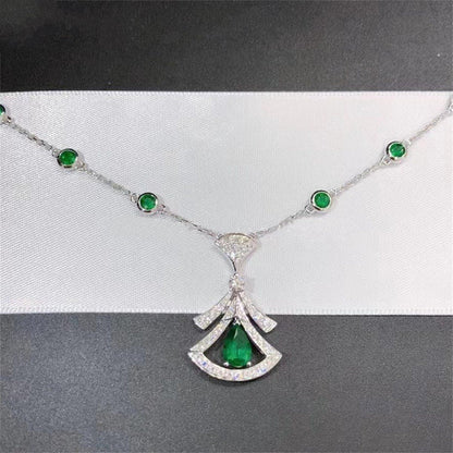 [LUXE]DREAM NECKLACE MALACHITE DIAMOND SILVER