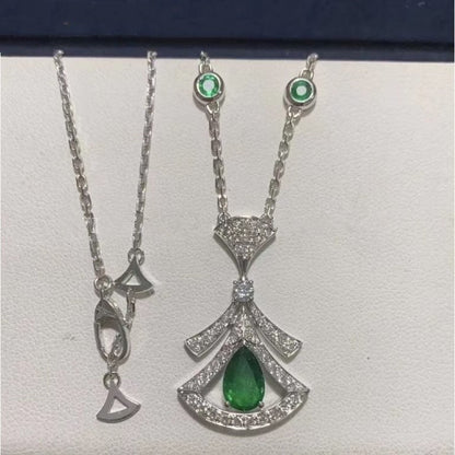 [LUXE]DREAM NECKLACE MALACHITE DIAMOND SILVER