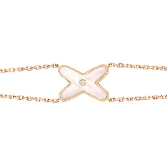 [LUXE]JEUX BRACELET WHITE MOP PINK GOLD 1 DIAMOND