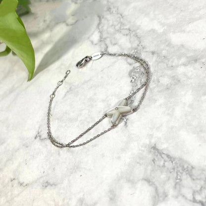 [LUXE]JEUX BRACELET WHITE MOP SILVER 1 DIAMOND