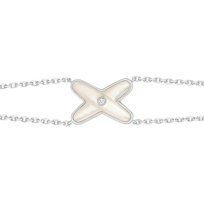 [LUXE]JEUX BRACELET WHITE MOP SILVER 1 DIAMOND