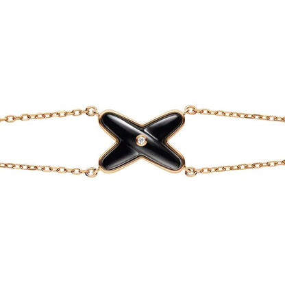 [LUXE]JEUX BRACELET ONYX PINK GOLD 1 DIAMOND