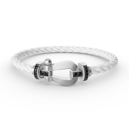 [LUXE]FORCE LARGE HORSESHOE BLACK DIAMOND BRACELET SILVER