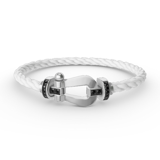 [LUXE]FORCE LARGE HORSESHOE BLACK DIAMOND BRACELET SILVER