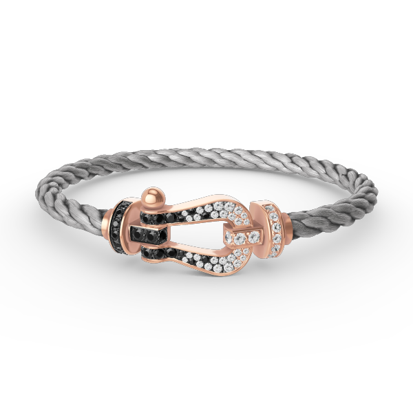 [LUXE]FORCE LARGE HORSESHOE BLACK WHITE DIAMOND BRACELET ROSE GOLD