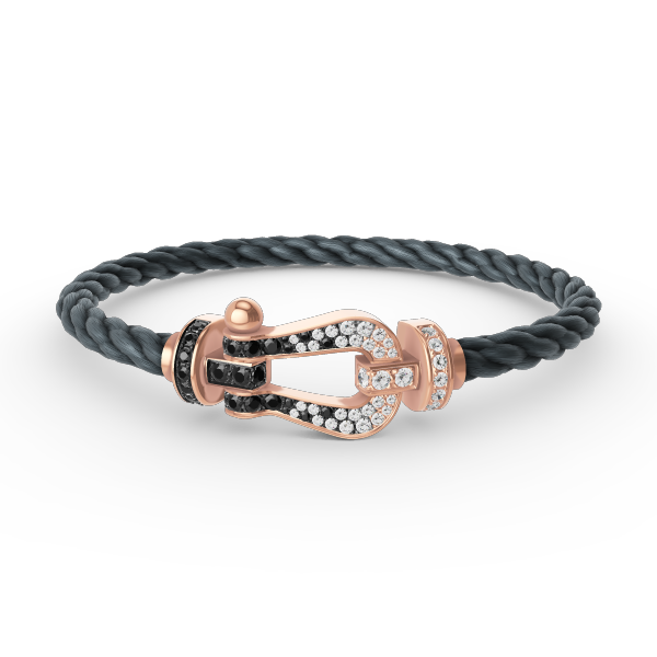 [LUXE]FORCE LARGE HORSESHOE BLACK WHITE DIAMOND BRACELET ROSE GOLD