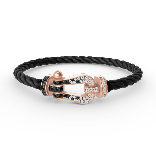 [LUXE]FORCE LARGE HORSESHOE BLACK WHITE DIAMOND BRACELET ROSE GOLD