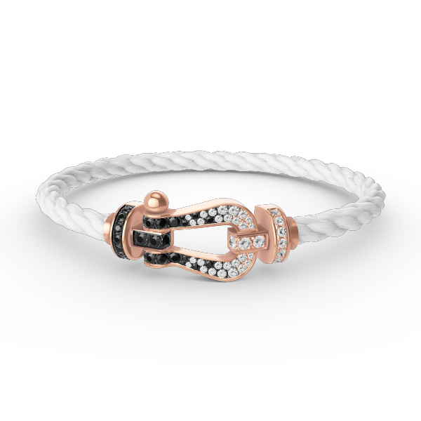 [LUXE]FORCE LARGE HORSESHOE BLACK WHITE DIAMOND BRACELET ROSE GOLD