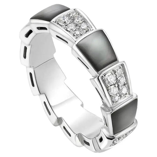 [LUXE]SERPENTI RING SILVER DIAMOND BLACK MOP 4MM