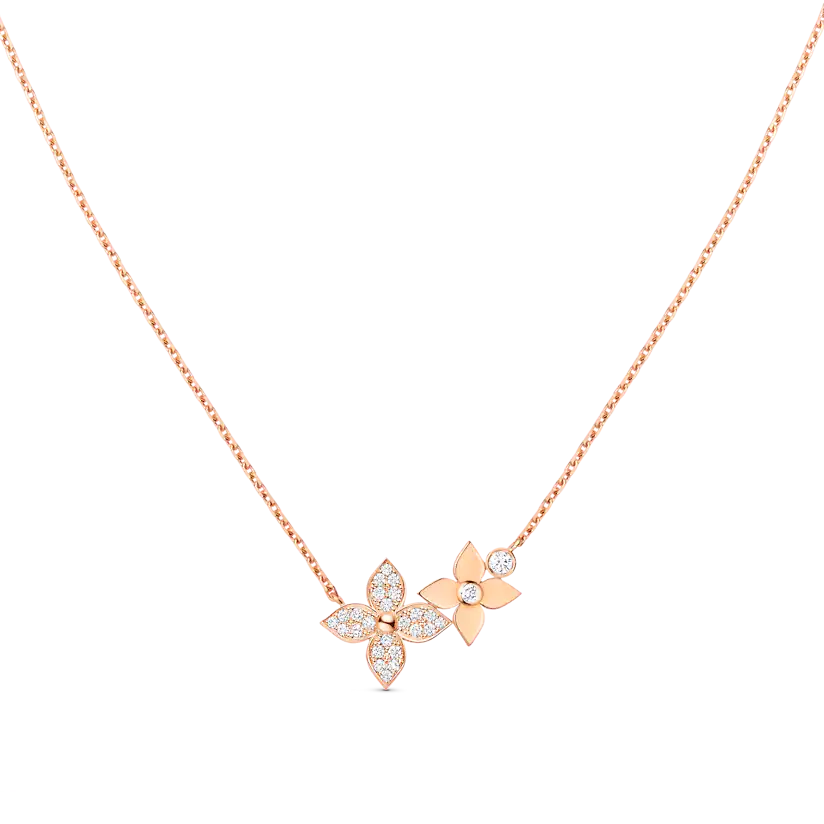 [LUXE]STAR BLOSSOM NECKLACE PINK GOLD DIAMONDS