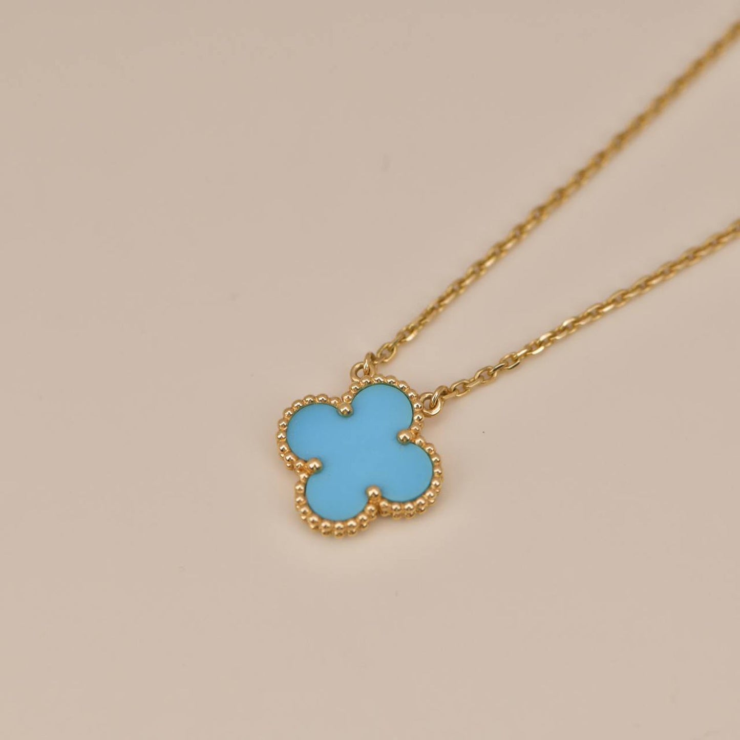 [LUXE] CLOVER 15MM VINTAGE TURQUOISE NECKLACE