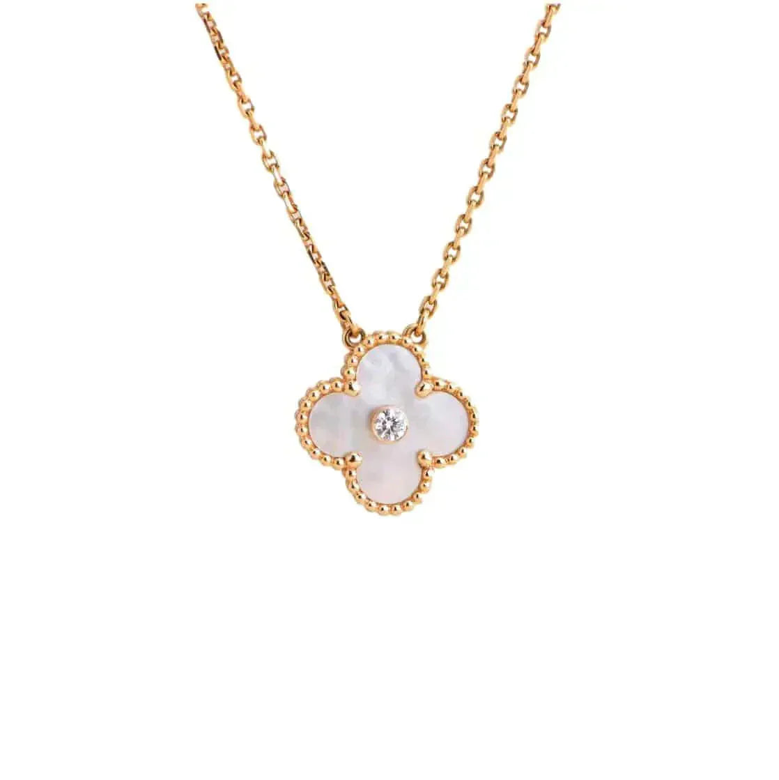 [LUXE] CLOVER 15MM DIAMOND WHITE FRITILLARIA NECKLACE