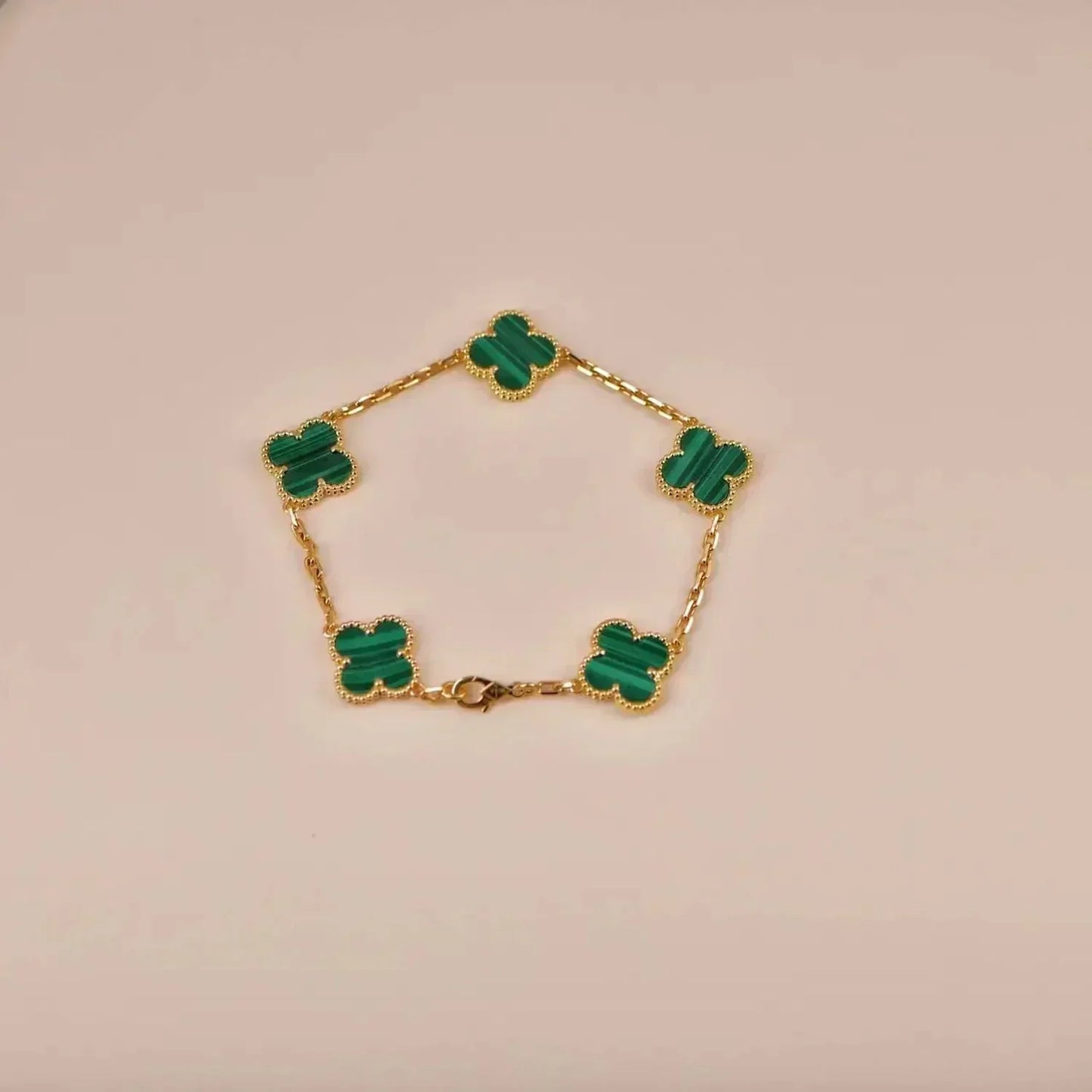 [LUXE] CLOVER 5 MOTIFS MALACHITE BRACELET