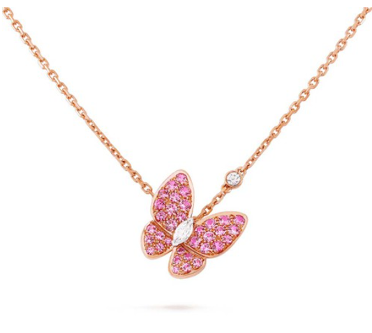 [LUXE] BUTTERFLY RED DIAMOND ROSE GOLD NECKLACE