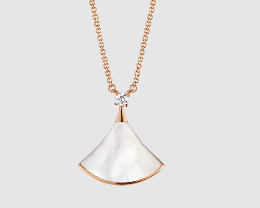 [LUXE]DREAM NECKLACE WHITE MOP PINK GOLD 1 DIAMOND