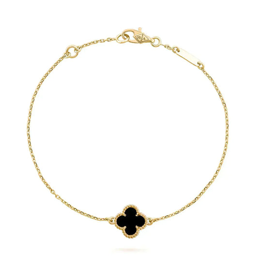 [LUXE] CLOVER ONYX SINGLE FLOWER BRACELET