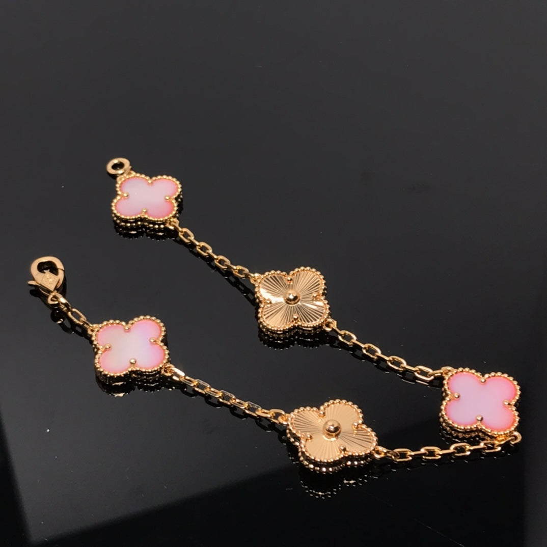 [LUXE] CLOVER BRACELET 5 MOTIF PINK AND PINK GOLD