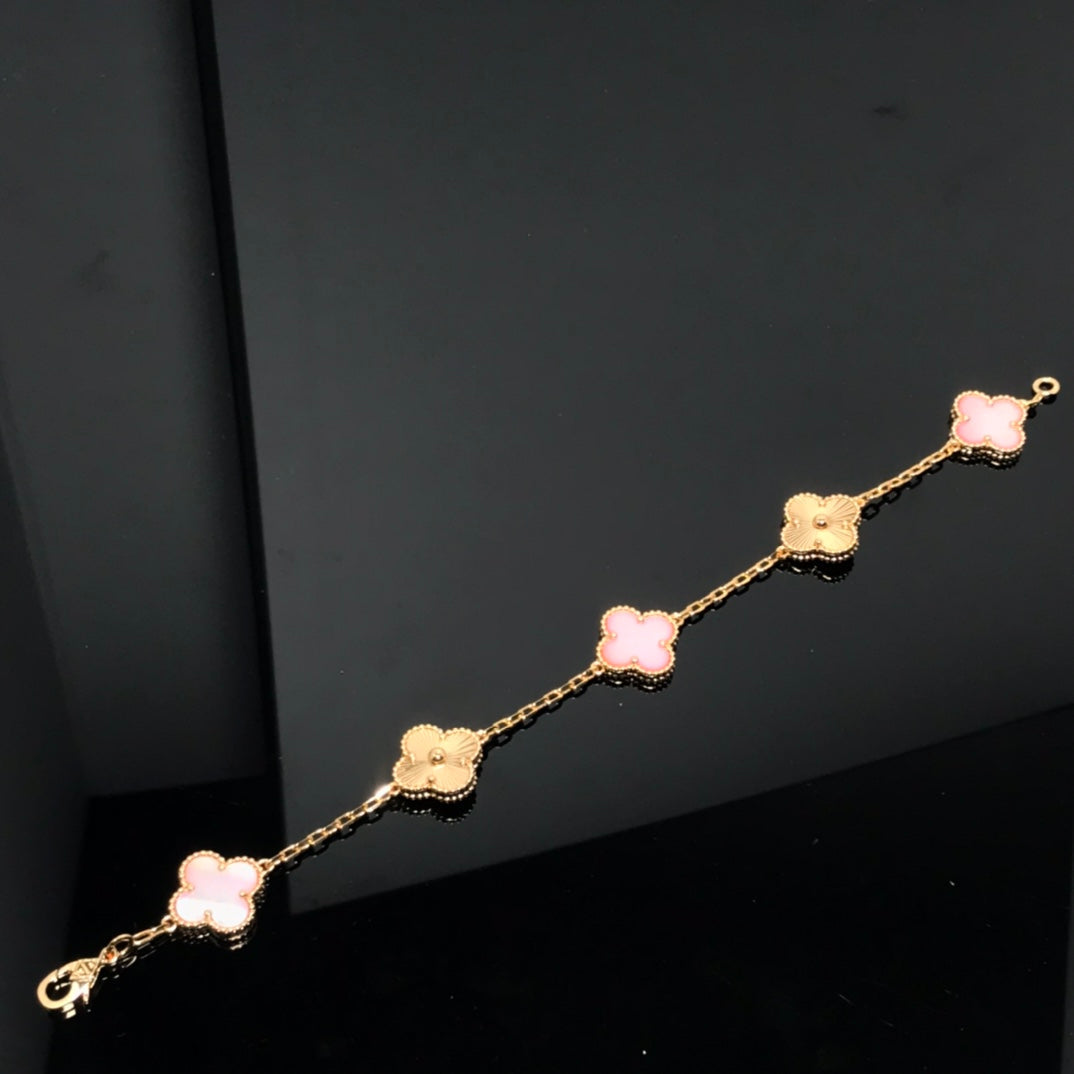 [LUXE] CLOVER BRACELET 5 MOTIF PINK AND PINK GOLD