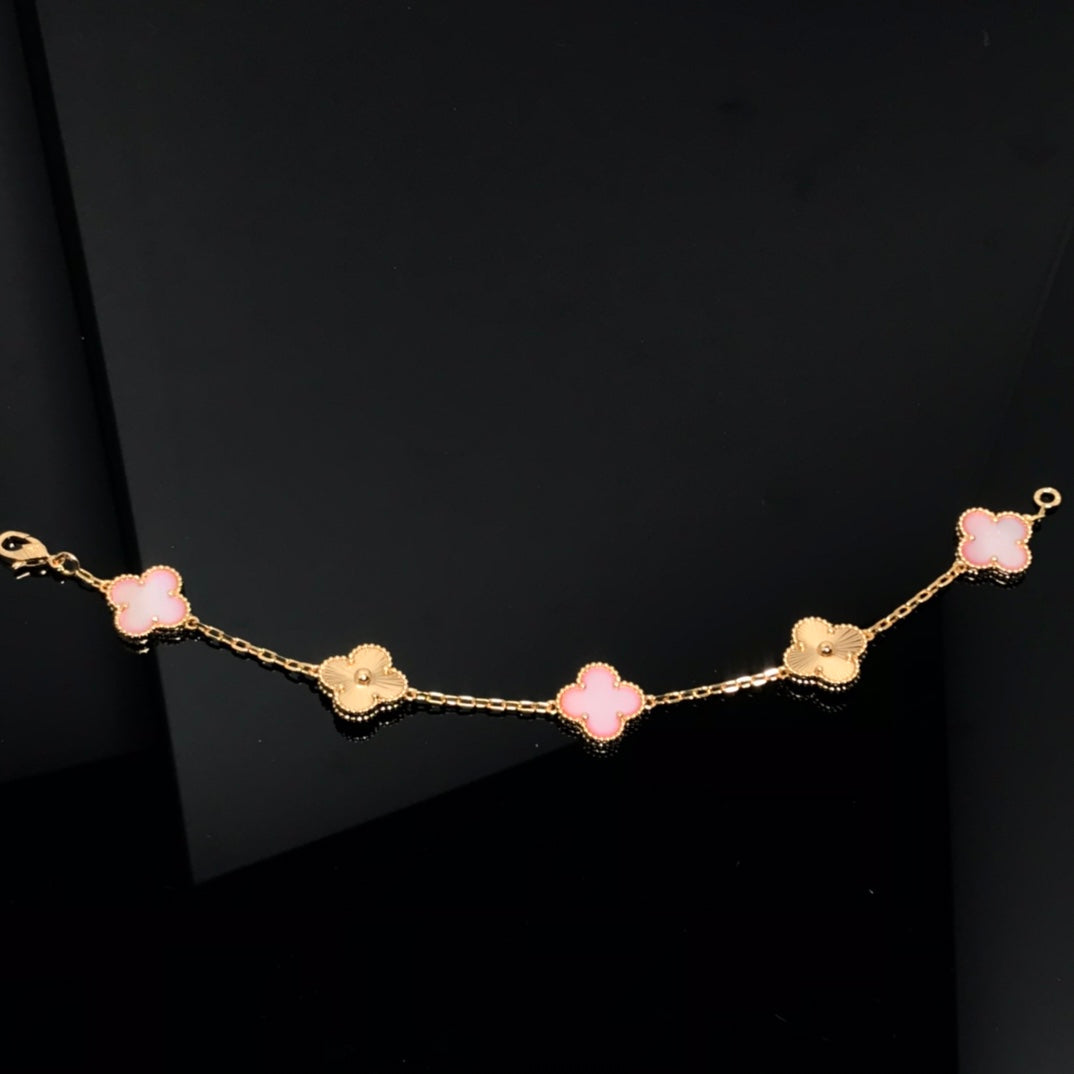 [LUXE] CLOVER BRACELET 5 MOTIF PINK AND PINK GOLD