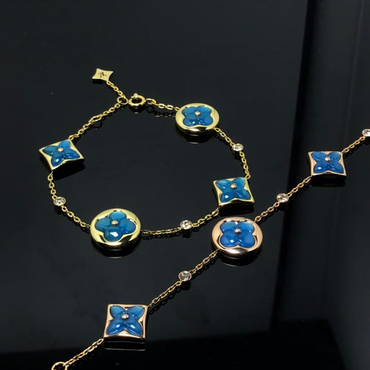 [LUXE]STAR AND SUN 4 MOTIF BLUE BRACELET