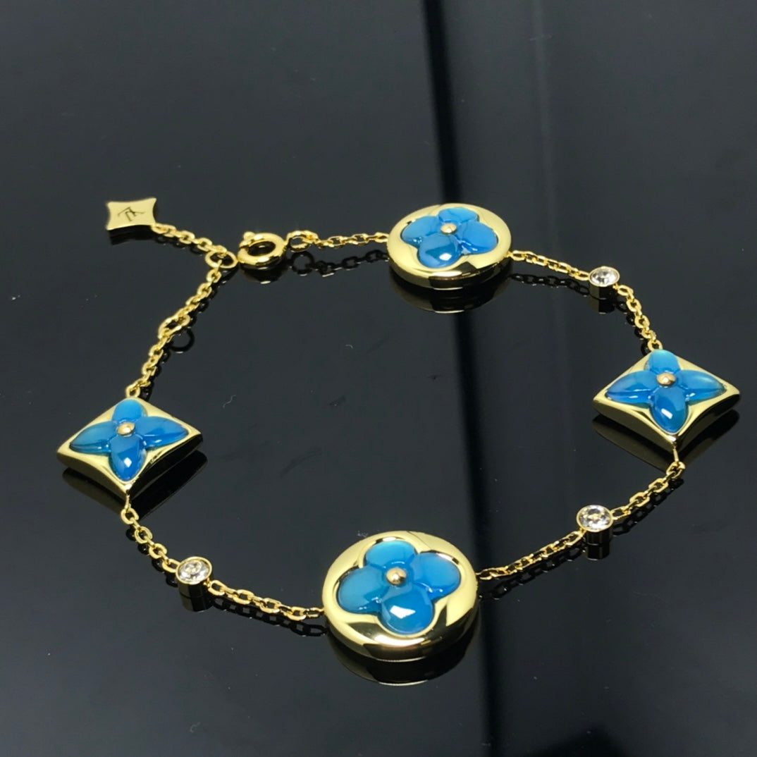 [LUXE]STAR AND SUN 4 MOTIF BLUE BRACELET