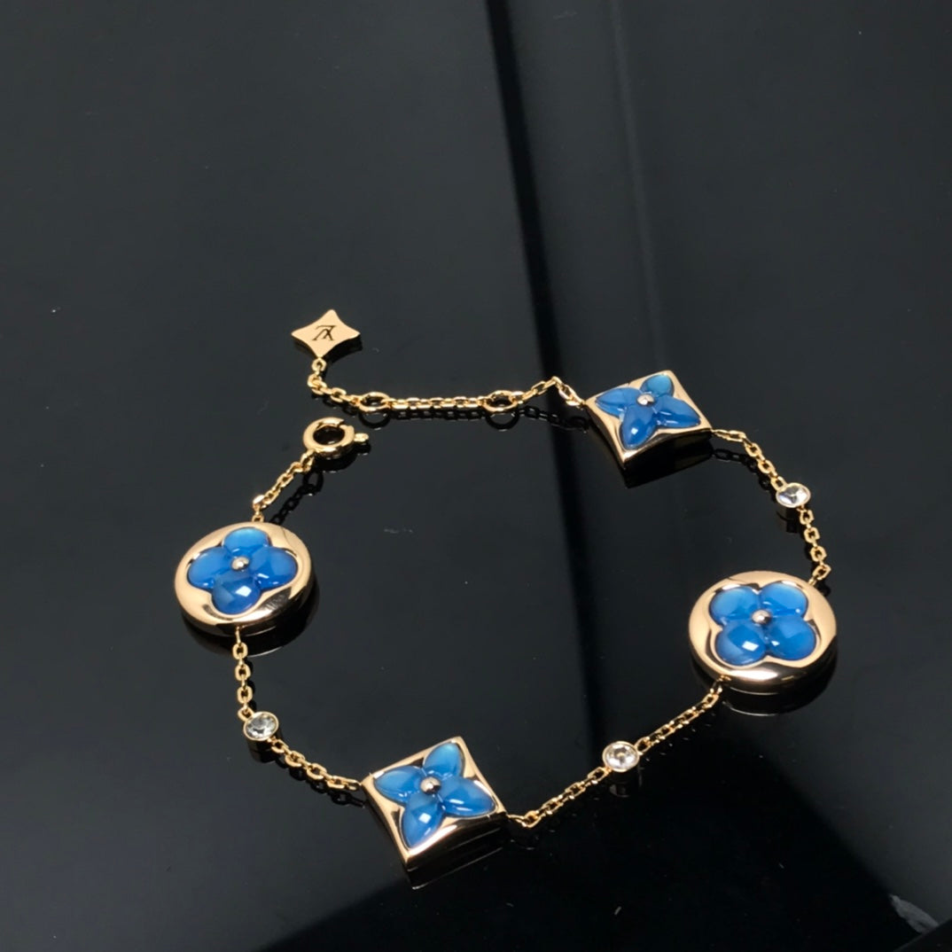 [LUXE]STAR AND SUN 4 MOTIF BLUE BRACELET