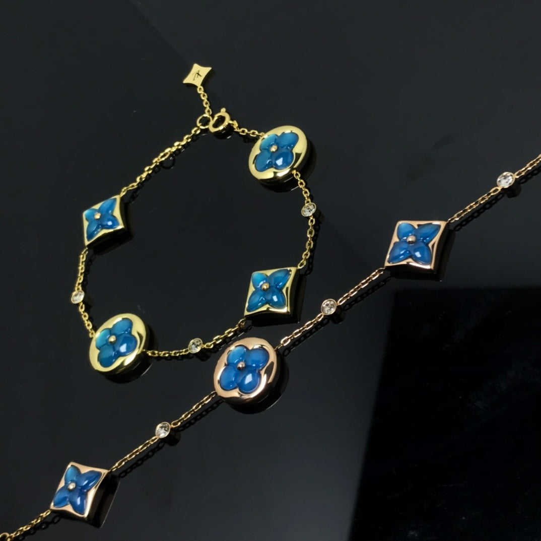 [LUXE]STAR AND SUN 4 MOTIF BLUE BRACELET