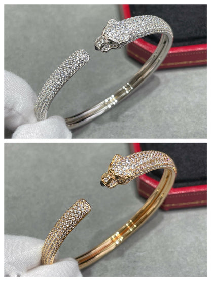 [LUXE]PANTHERE FULL DIAMOND OPEN BRACELET