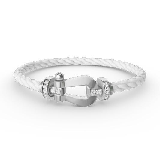 [LUXE]FORCE LARGE HORSESHOE HALF DIAMOND BRACELET SILVER